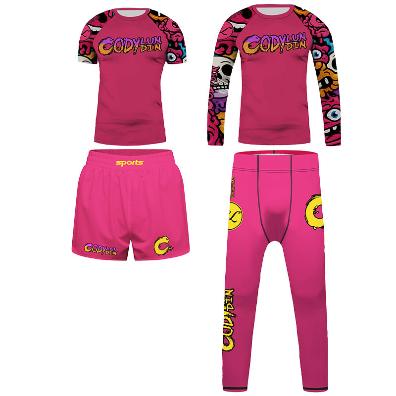 Rash Guard - 子供用MMA、ムエタイ、柔術スポーツウェア、男の子用ボクシングラッシュガード、トレーニング用ランニングセット、子供用エクササイズウェア、ジムウェア、トラックスーツ