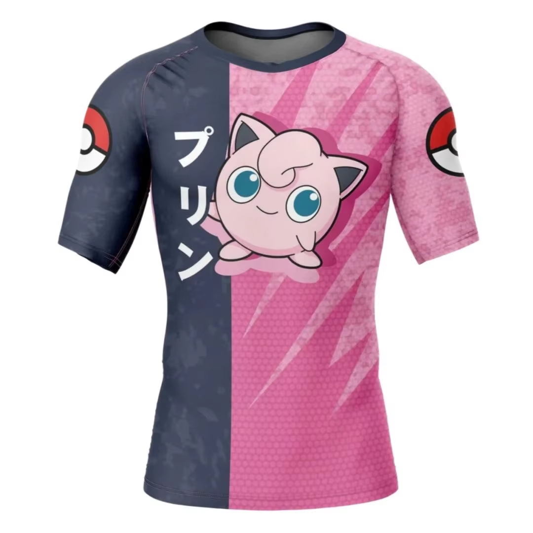 Rash Guard - ポケットモンスター ジギリポップ アタック ラッシュガード アニメ柄 コンプレッションTシャツ