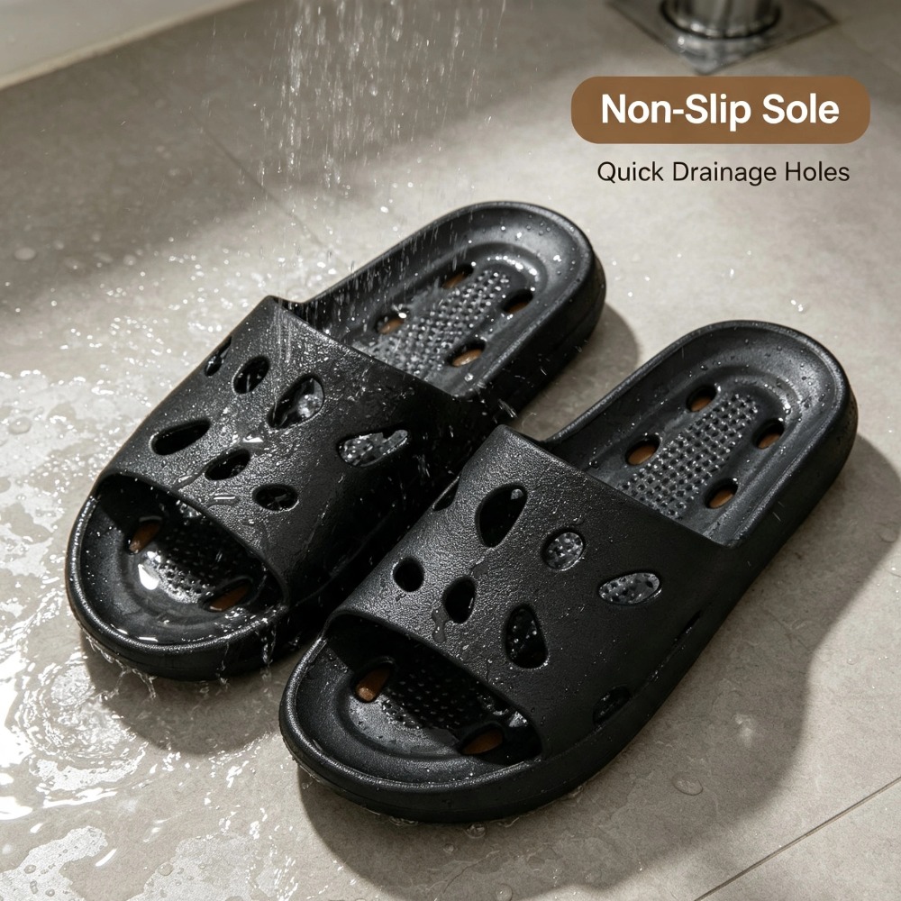 Flippers Swimming - 男性用EVAシャワースリッパ、滑り止め、速乾性、排水穴付き、軽量バスルーム用スライド