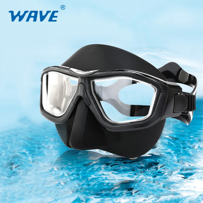 Snorkel Set - WAVE Branciiia スタイリッシュな低ボリューム防曇ダイビングマスク ビッグアイデザイン 快適な美しさを引き立てるフリーダイビングフェイスマスク