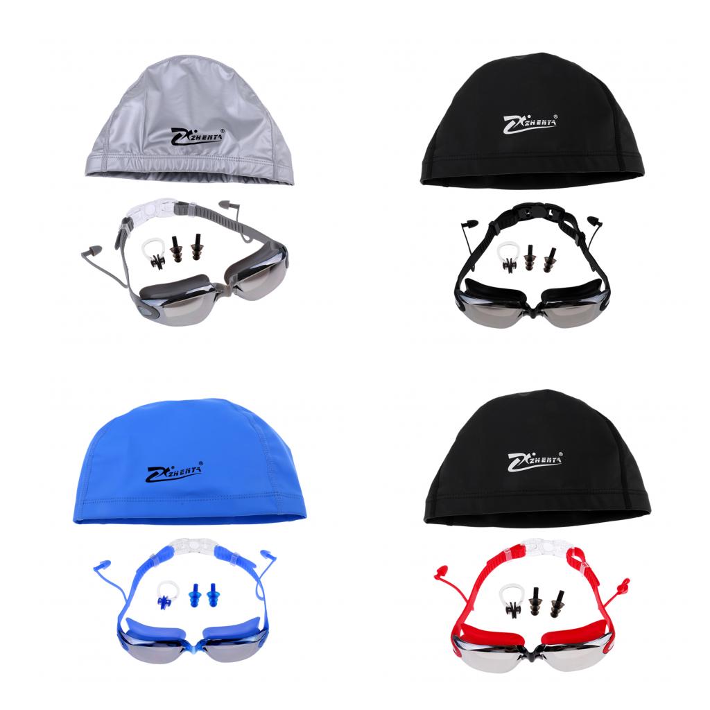 水泳用ゴーグル＋収納ケース＋水泳用帽子＋クリップ＋耳栓2個 - Goggles Swim のレビューと価格