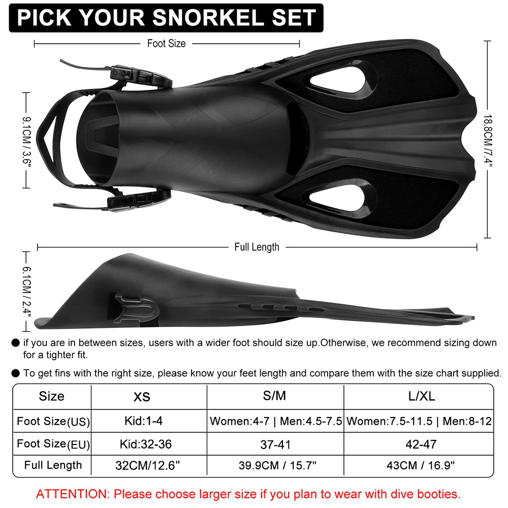 シュノーケルフィン - ショート、調節可能、オープンヒール  - Flippers Swimming のレビューと価格