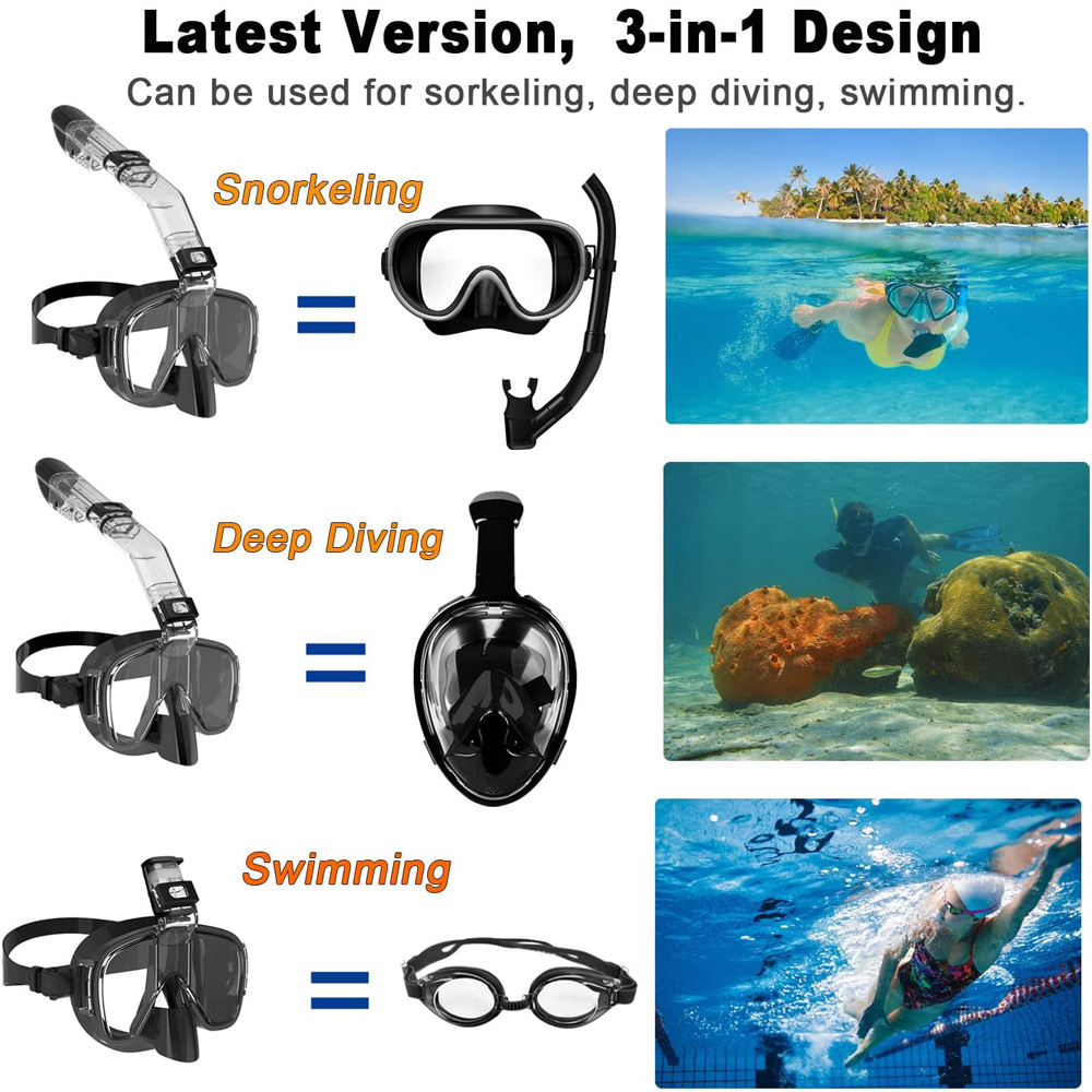 ダイビングマスク 折りたたみ式曇り止めシュノーケルマスクセッ - Snorkel Set のレビューと価格