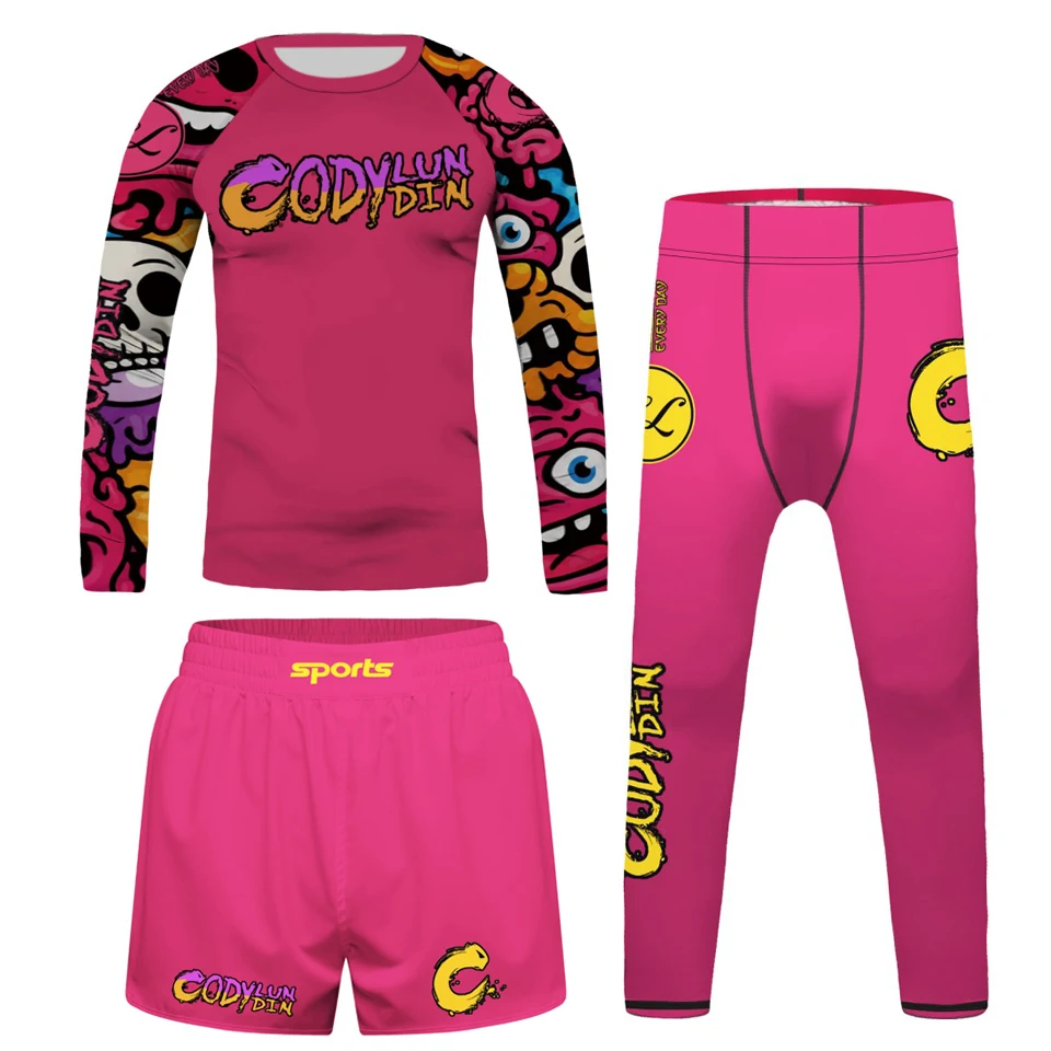 子供用MMA、ムエタイ、柔術スポーツウェア、男の子用ボクシン - Rash Guard のレビューと価格