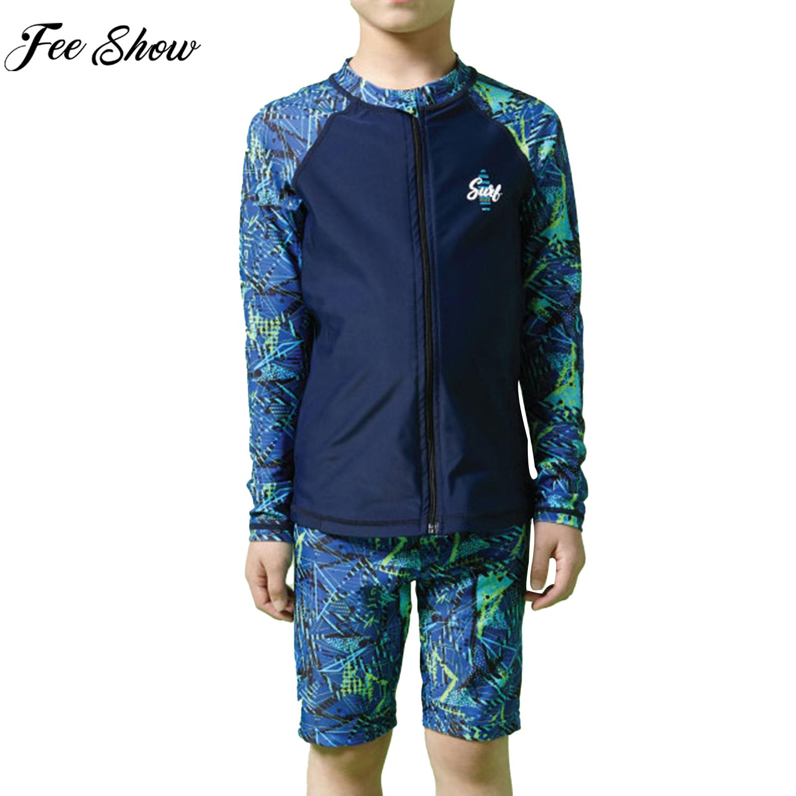 子供用長袖水着,ジッパー付きトップ,ショートパンツ,ラッシュ - Wetsuit Men のレビューと価格