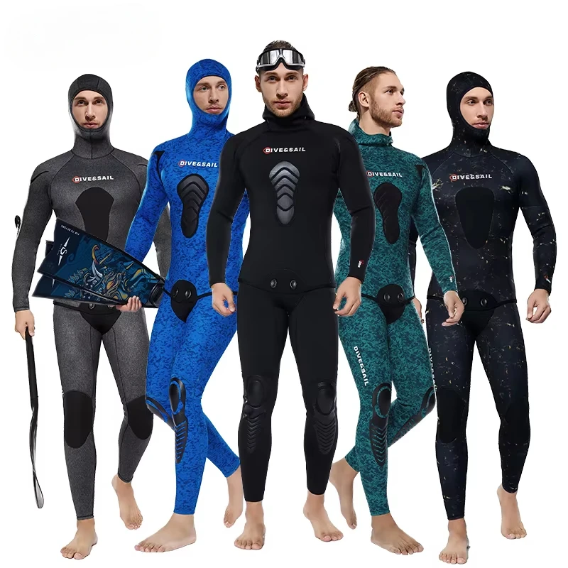 5mmネオプレン製ツーピースオープンセル防水ウェットスーツ（ - Wetsuit Men のレビューと価格