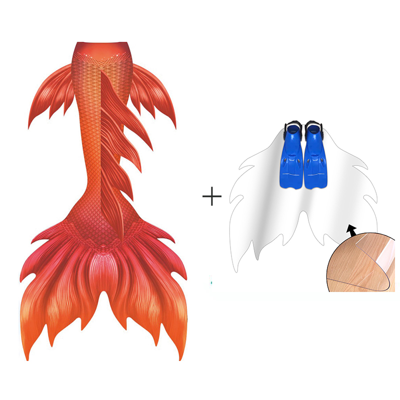 大人と子供のためのオレンジマーメイドテールスキンスイミングス - Swim Fins のレビューと価格