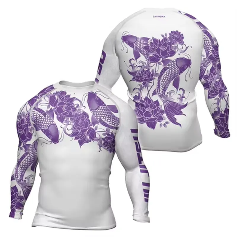 3Dプリントの長袖メンズレトロ速乾コンプレッションシャツ。フ - Rash Guard のレビューと価格